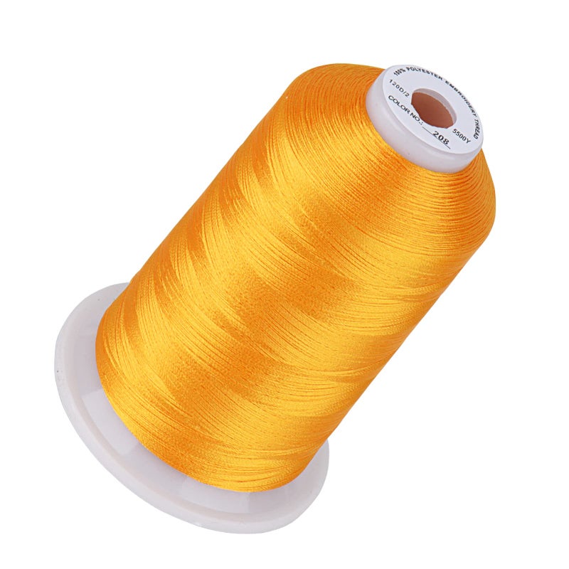 Simthread 5500Yds Embroidery Thread, 5000M High-Yardage 40WT 100% Polyester Thread - 170+ Vivid Colors, High-Speed Rated - Compatible with Brother, Singer, Janome & More - Orange 208 - Image 1